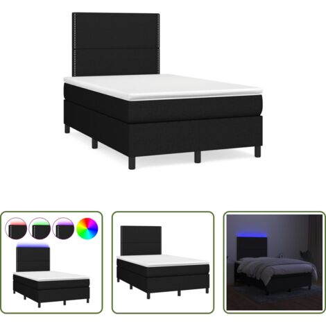 Materasso a molle -  Letto a Molle con Materasso e LED Nero 120x190 cm in Tessuto