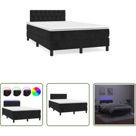 Materasso a molle -  Letto a Molle con Materasso e LED Nero 120x190 cm in Velluto