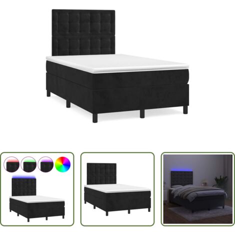 Materasso a molle -  Letto a Molle con Materasso e LED Nero 120x190 cm in Velluto
