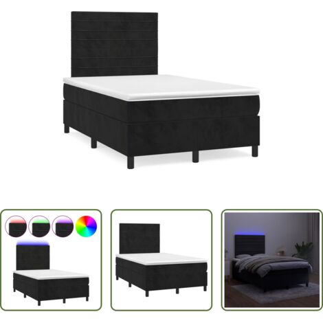 Materasso a molle -  Letto a Molle con Materasso e LED Nero 120x190 cm in Velluto
