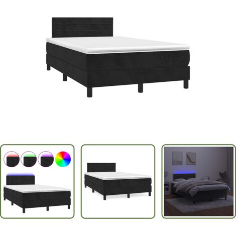 Materasso a molle -  Letto a Molle con Materasso e LED Nero 120x190 cm in Velluto