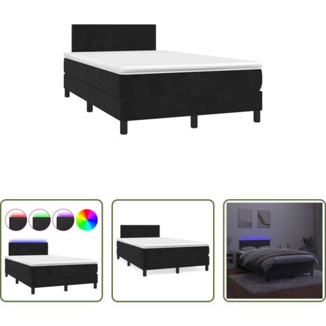 Materasso a molle -  Letto a Molle con Materasso e LED Nero 120x190 cm in Velluto