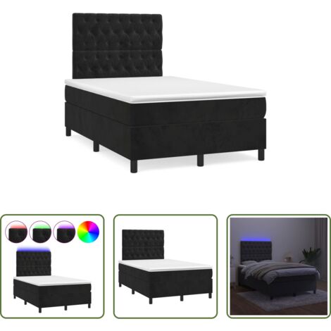 Materasso a molle -  Letto a Molle con Materasso e LED Nero 120x190 cm in Velluto