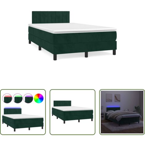 Materasso a molle -  Letto a Molle con Materasso e LED Verde Scuro 120x190cm Velluto