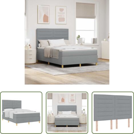 Materasso a molle -  Letto a molle con materasso Grigio chiaro 140 x 190 cm Tessuto