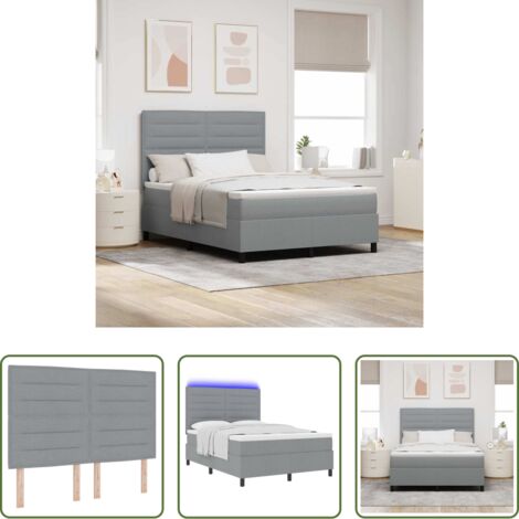 Materasso a molle -  Letto a molle con materasso Grigio chiaro 140 x 190 cm Tessuto