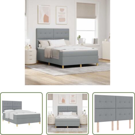 Materasso a molle -  Letto a molle con materasso Grigio chiaro 140 x 190 cm Tessuto