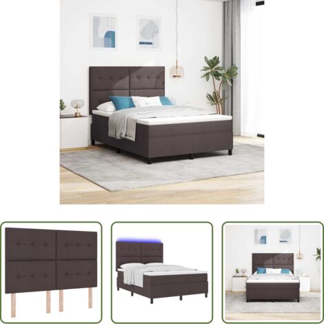 Materasso a molle -  Letto a molle con materasso Marrone scuro 140 x 190 cm Tessuto