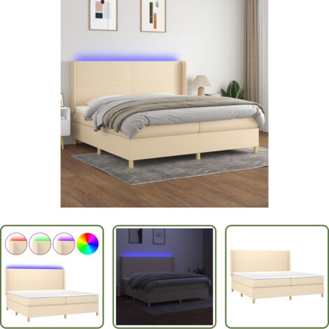 Materasso a molle -  Letto a Molle Materasso e LED bianco 200x200cm in Tessuto