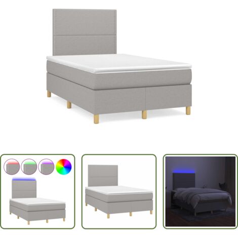 Materasso a molle -  Letto a Molle Materasso e LED Grigio Chiaro 120x190 cm Tessuto