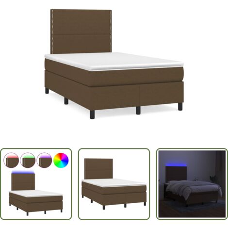 Materasso a molle -  Letto a Molle Materasso e LED MarroneScuro 120x190cm in Tessuto