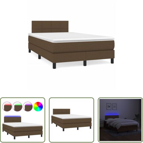 Materasso a molle -  Letto a Molle Materasso e LED MarroneScuro 120x190cm in Tessuto