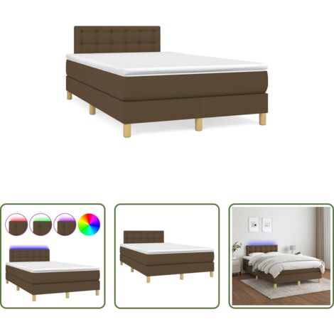 Materasso a molle -  Letto a Molle Materasso e LED MarroneScuro 120x190cm in Tessuto