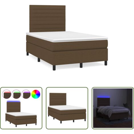 Materasso a molle -  Letto a Molle Materasso e LED MarroneScuro 120x190cm in Tessuto