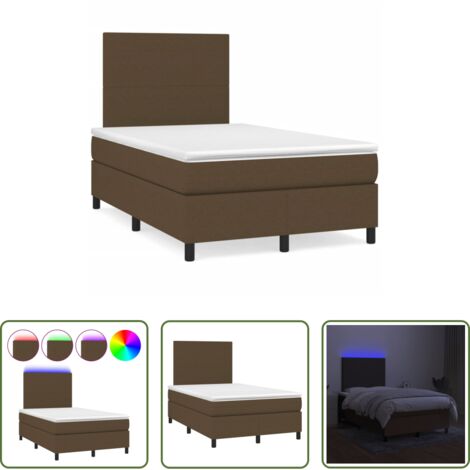 Materasso a molle -  Letto a Molle Materasso e LED MarroneScuro 120x190cm in Tessuto