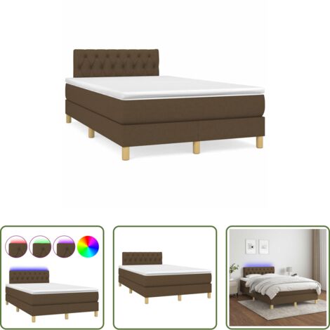 Materasso a molle -  Letto a Molle Materasso e LED MarroneScuro 120x190cm in Tessuto