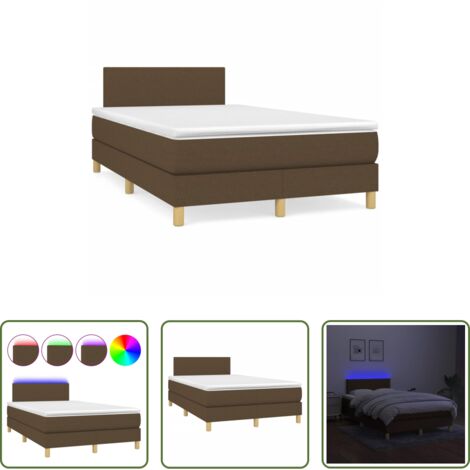 Materasso a molle -  Letto a Molle Materasso e LED MarroneScuro 120x190cm in Tessuto