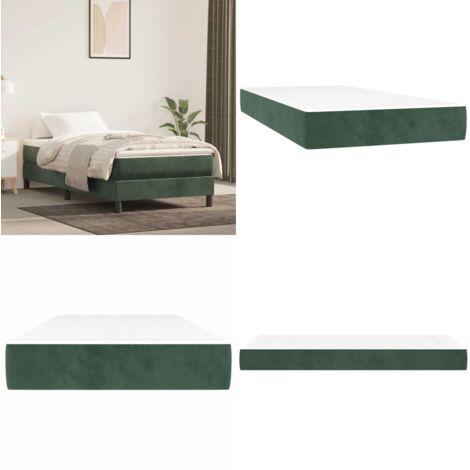 Materasso a Molle per Bambini Rigidità Media Verde Scuro 80x160 cm in Velluto - Materasso a molle - Materasso in velluto