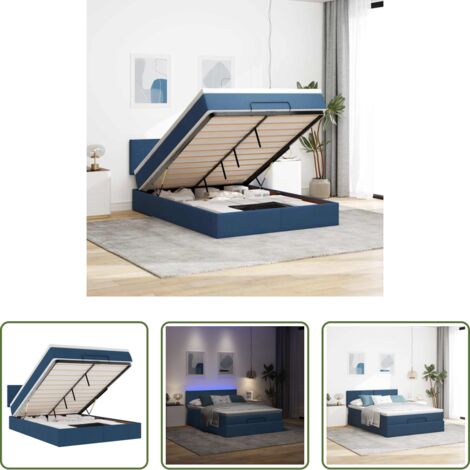 Materasso a molle -  Pouf Letto con Materasso e LED Blu 140x190 cm