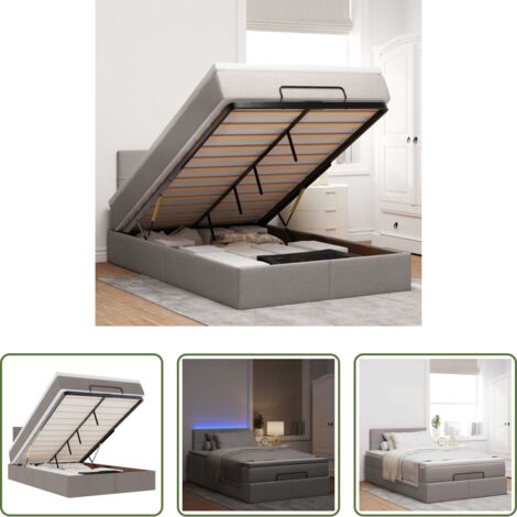 Materasso a molle -  Pouf Letto con Materasso e LED Tortora 120x190cm in Tessuto