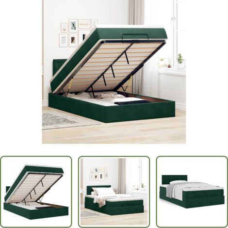 Materasso a molle -  Pouf Letto con Materasso Verde Scuro 120x190 cm Velluto