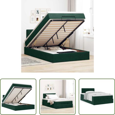 Materasso a molle -  Pouf Letto con Materasso Verde Scuro 120x190 cm Velluto
