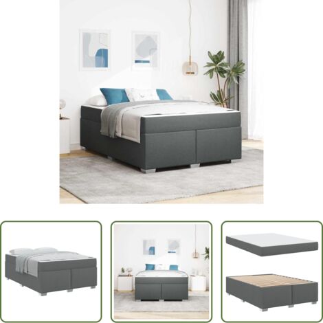 Materasso a molle -  Struttura del letto Grigio scuro 160 x 200 cm Tessuto