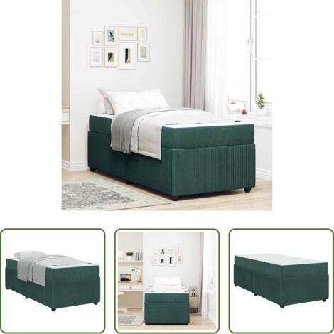 Materasso a molle -  Struttura del letto Verde Scuro 80 x 200 cm Tessuto