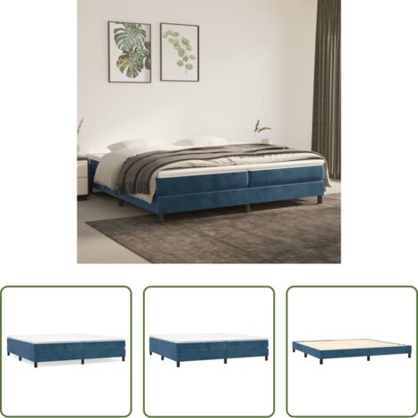 Materasso a molle -  Struttura Letto a Rete a Molle Blu Scuro 200x200 cm in Velluto