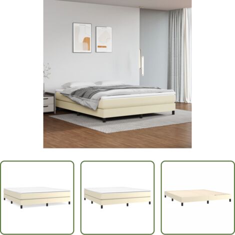 Materasso a molle -  Struttura Letto a Rete a Molle Crema 180x200 cm in Similpelle