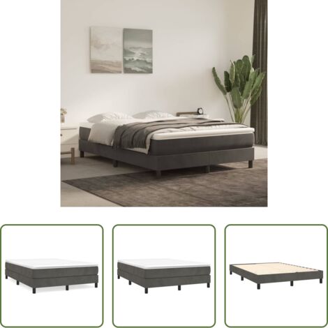 Materasso a molle -  Struttura Letto a Rete a Molle Grigio Scuro 140x190 cm Velluto
