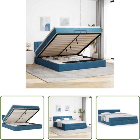 Materasso a molle -  Struttura Letto Pouf con Materasso 200x200 cm in Velluto