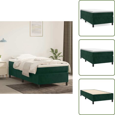 Materasso a molle - vidaXL Struttura Letto a Rete a Molle Verde Scuro 100x200 cm in Velluto -