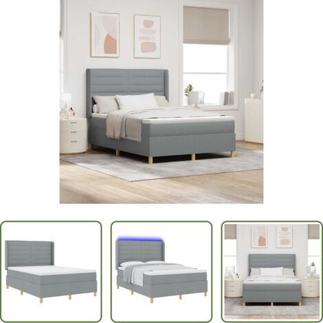 Materasso a schiuma -  Letto a molle con materasso Grigio chiaro 140 x 190 cm Tessuto