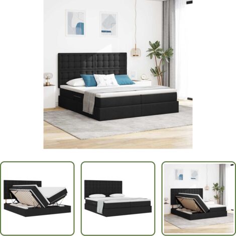 Materasso con contenitore -  Letto con Contenitore Nero 180 x 200 cm Pelle Sintetica