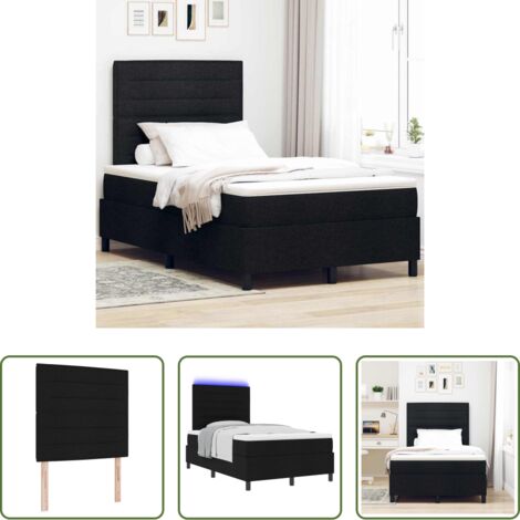 Materasso con LED -  Letto a molle con materasso con led Nero 120 x 200 cm Tessuto