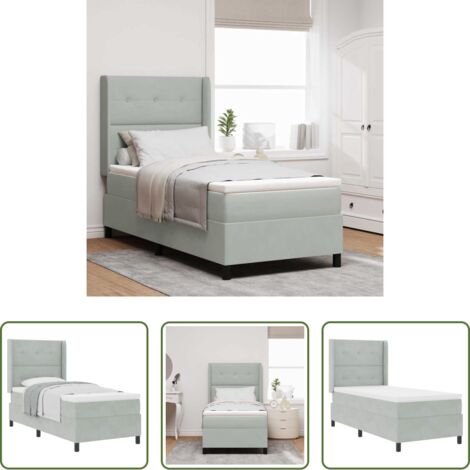 Materasso con molle insacchettate -  Letto a molle con materasso Grigio chiaro 90 x 200 cm Velluto
