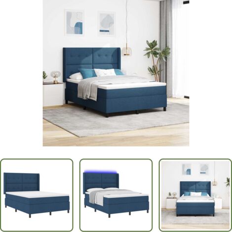 Materasso con molle insacchettate - Letto a Sorgente LED con materasso Blu 140 x 200 cm Tessuto