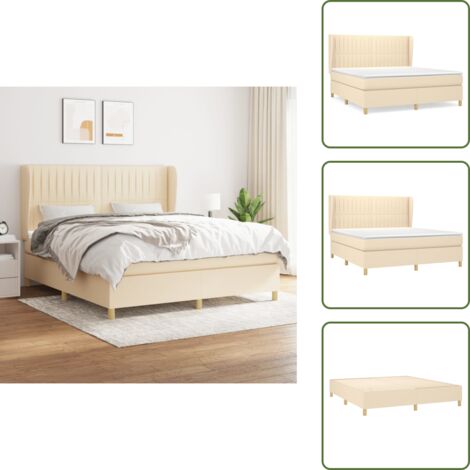 Materasso con molle insacchettate - vidaXL Giroletto a Molle con Materasso Crema 160x200 cm in Tessuto - Letto con testiera regolabile