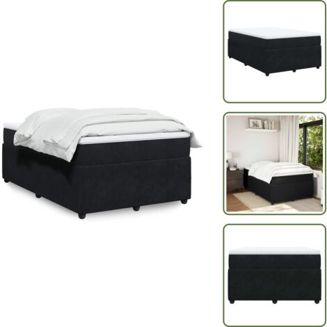 Materasso con molle insacchettate - vidaXL Giroletto a Molle con Materasso Nero 120x190 cm in Velluto - Velluto