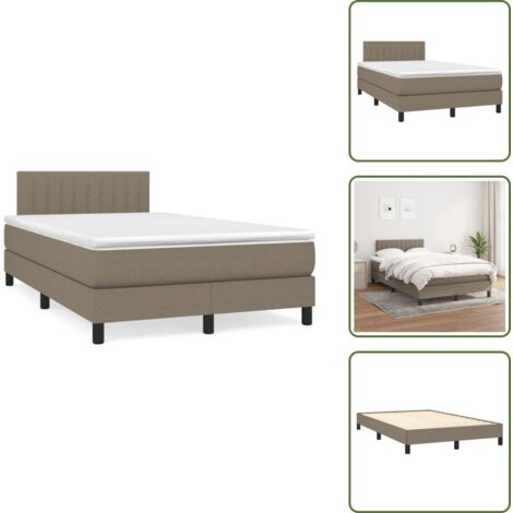 Materasso con molle insacchettate - vidaXL Giroletto a Molle con Materasso Tortora 120x190 cm in Tessuto - Letto con testiera regolabile
