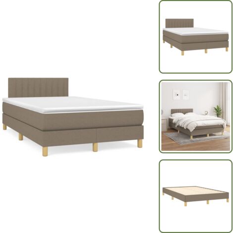 Materasso con molle insacchettate - vidaXL Giroletto a Molle con Materasso Tortora 120x190 cm in Tessuto - Letto con testiera regolabile