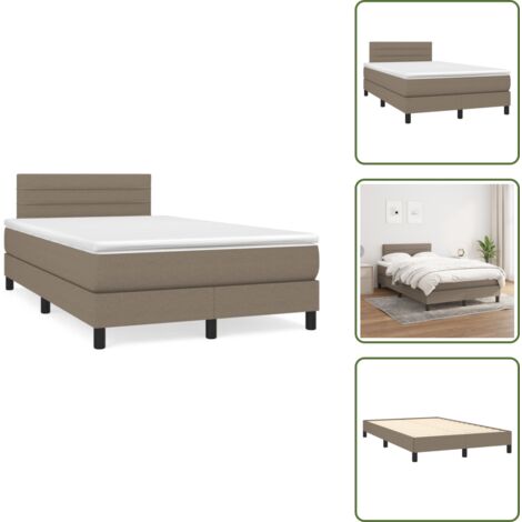 Materasso con molle insacchettate - vidaXL Giroletto a Molle con Materasso Tortora 120x190 cm in Tessuto - Letto con testiera regolabile