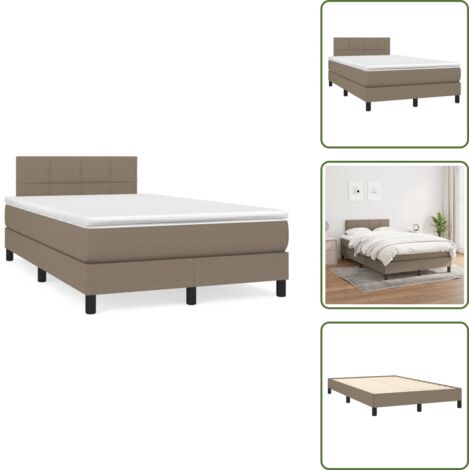 Materasso con molle insacchettate - vidaXL Giroletto a Molle con Materasso Tortora 120x190 cm in Tessuto - Letto con testiera regolabile