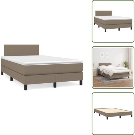 Materasso con molle insacchettate - vidaXL Giroletto a Molle con Materasso Tortora 120x190 cm in Tessuto - Letto con testiera regolabile