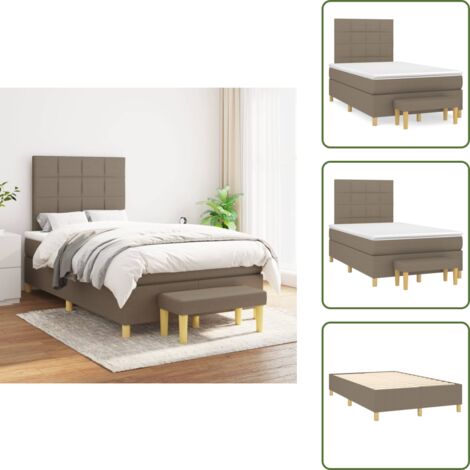 Materasso con molle insacchettate - vidaXL Giroletto a Molle con Materasso Tortora 120x200 cm in Tessuto - Panca multifunzionale