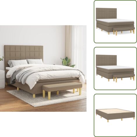 Materasso con molle insacchettate - vidaXL Giroletto a Molle con Materasso Tortora 140x190 cm in Tessuto - Panca multifunzionale