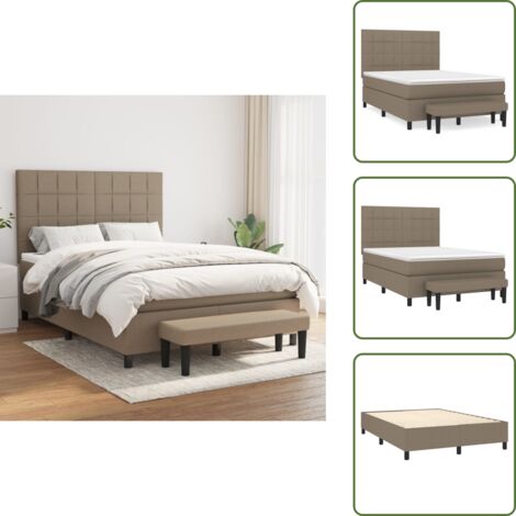 Materasso con molle insacchettate - vidaXL Giroletto a Molle con Materasso Tortora 140x190 cm in Tessuto - Panca multifunzionale