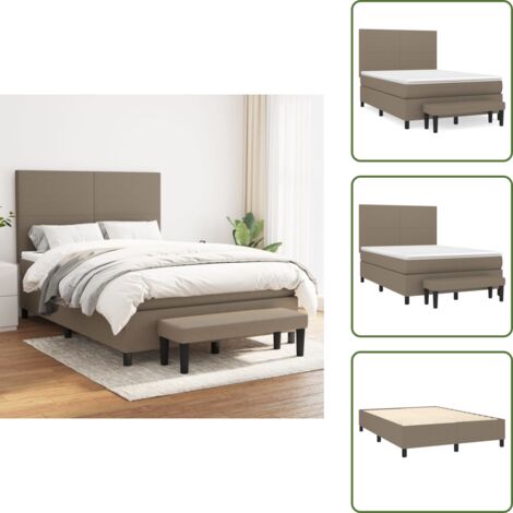Materasso con molle insacchettate - vidaXL Giroletto a Molle con Materasso Tortora 140x190 cm in Tessuto - Panca multifunzionale