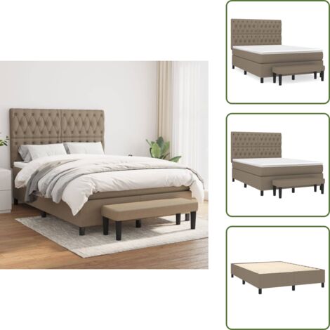 Materasso con molle insacchettate - vidaXL Giroletto a Molle con Materasso Tortora 140x190 cm in Tessuto - Panca multifunzionale